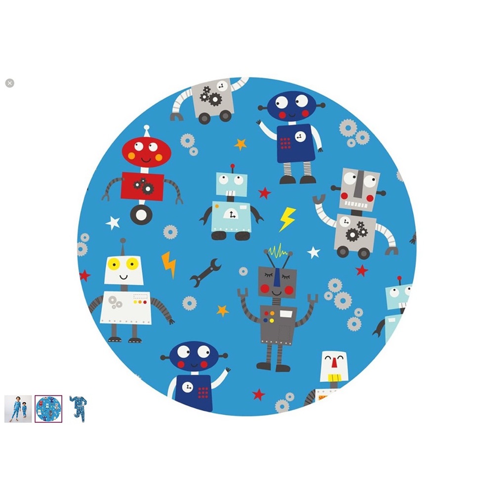 Little Sleepies Blue Robot Party Bamboo Zippy Pajamas NWT Size Baby 3 - 6 Months - Picture 4 of 7